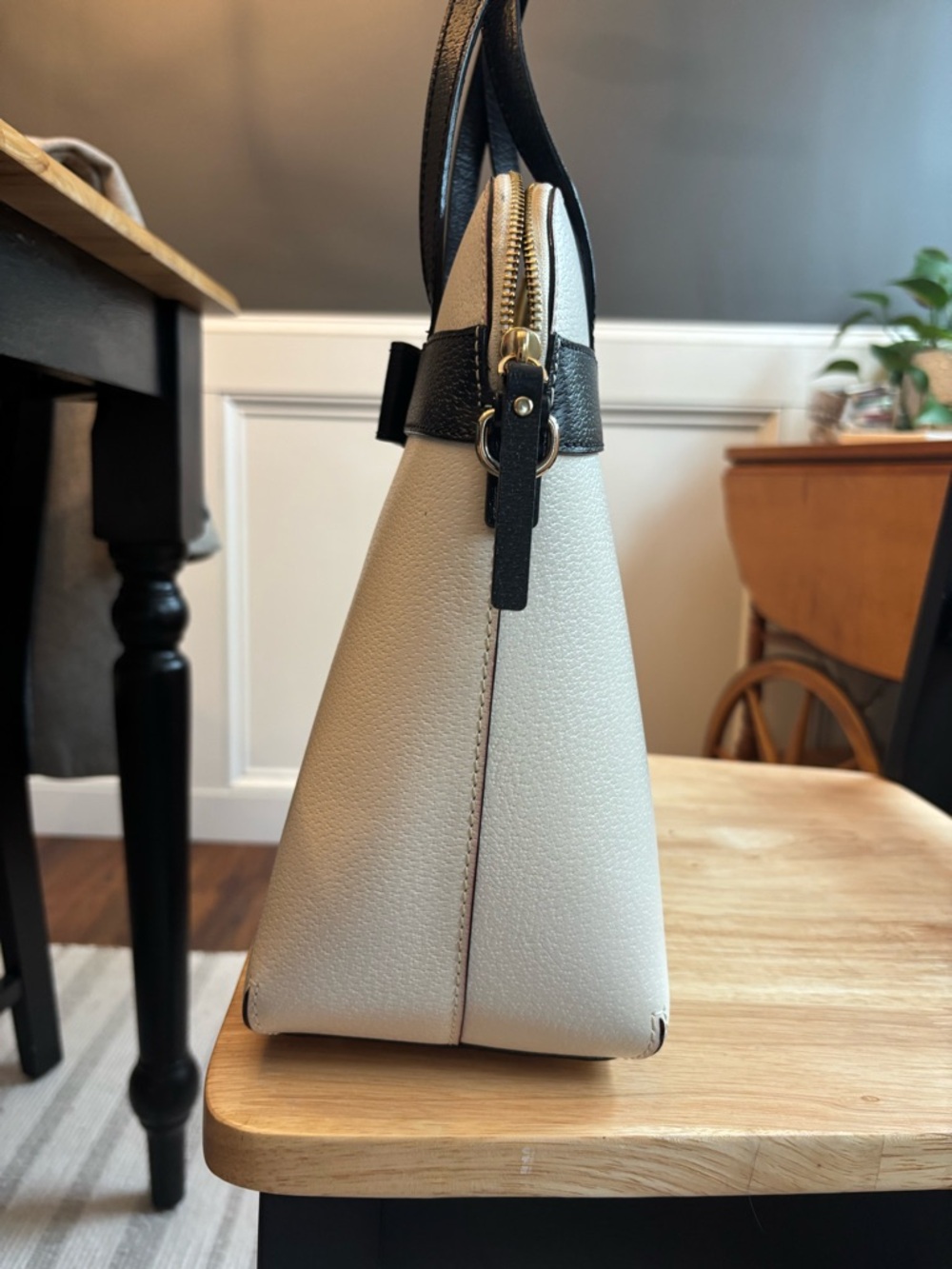 kate spade Cream and Black Bow Dome Satchel - Picture 7 of 7